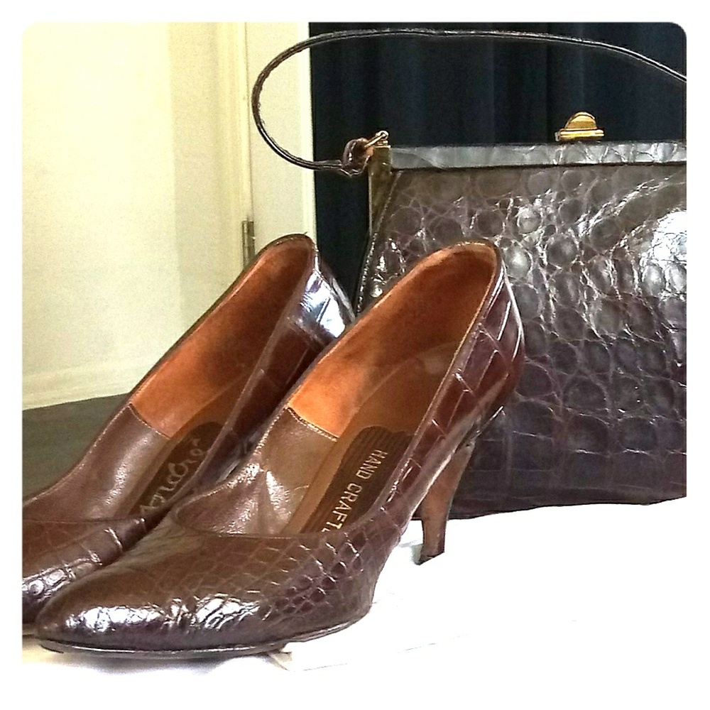 Vintage Real Alligator shoes and purse
